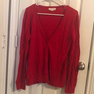 Red cardigan